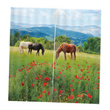 Maxbell Set of 2 Panels Digital Photo Printing 3D Curtains Aminals Three Horses - Aladdin Shoppers