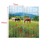 Maxbell Set of 2 Panels Digital Photo Printing 3D Curtains Aminals Three Horses - Aladdin Shoppers