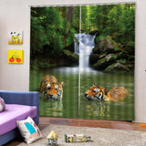 Maxbell Set of 2 Panels Digital Photo Printing 3D Curtains Aminals Tigers - Aladdin Shoppers