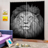 Maxbell Set of 2 Panels Digital Photo Printing 3D Curtains Aminals Gray Lion - Aladdin Shoppers
