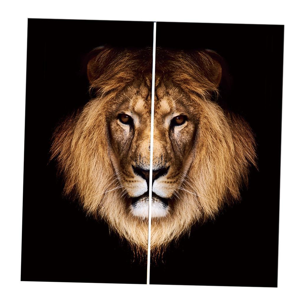 Maxbell Maxbell Set of 2 Panels Digital Photo Printing 3D Curtains Aminals Brown Lion