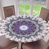 Maxbell Set of 2 Table Cover Outdoor Elastic Edged Tablecloth 47" Round Peacock Tail
