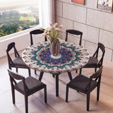 Maxbell Set of 2 Table Cover Outdoor Elastic Edged Tablecloth 47" Round Peacock Tail