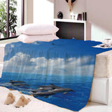 Maxbell Digital Printing Flannel Blanket Soft Bed Sofa Throw Dolphin 150x200cm