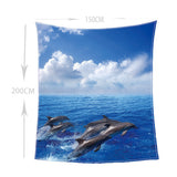 Maxbell Digital Printing Flannel Blanket Soft Bed Sofa Throw Dolphin 150x200cm