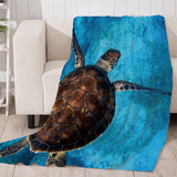 Maxbell Digital Printing Flannel Blanket Soft Bed Sofa Throw Sea Turtle 130x150cm