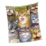 Maxbell Digital Printing Flannel Blanket Soft Bed Sofa Throw Cats 130x150cm