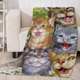 Maxbell Digital Printing Flannel Blanket Soft Bed Sofa Throw Cats 130x150cm