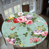 Maxbell Table Cover Outdoor Elastic Edged Tablecloth Round Set of 2 Floral Pattern