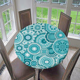 Maxbell 2pcs Table Cover Decoration Elastic Edged Tablecloth Dia1.2m Round Blue