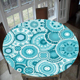Maxbell 2pcs Table Cover Decoration Elastic Edged Tablecloth Dia1.2m Round Blue