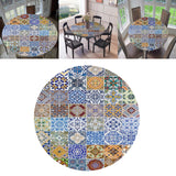Maxbell Waterproof Table Cover Kitchen Elastic Edged Tablecloth 47" Round Pack of 2