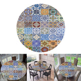 Maxbell Waterproof Table Cover Kitchen Elastic Edged Tablecloth 47" Round Pack of 2