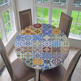 Maxbell Waterproof Table Cover Kitchen Elastic Edged Tablecloth 47" Round Pack of 2