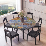 Maxbell Waterproof Table Cover Kitchen Elastic Edged Tablecloth 47" Round Pack of 2