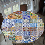 Maxbell Waterproof Table Cover Kitchen Elastic Edged Tablecloth 47" Round Pack of 2