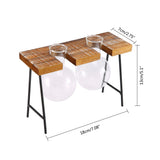 Maxbell Vintage Stool Shaped Wooden Tray Hydroponic Flower Glass Vase 2 Beakers