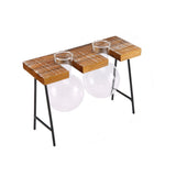 Maxbell Vintage Stool Shaped Wooden Tray Hydroponic Flower Glass Vase 2 Beakers