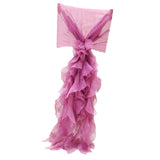 Chiffon Hoods With Ruffles Decor Chair Cover for Wedding Special Events Purple