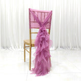 Chiffon Hoods With Ruffles Decor Chair Cover for Wedding Special Events Purple