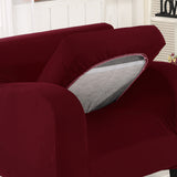 Maxbell Jacquard Polyester Spandex Sofa Seat Cushion Chair Cushion - Wine Red