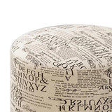 Maxbell Round Linen Fabric Footstool Cover Wooden Stool Slipcover Word 28x18cm