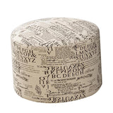 Maxbell Round Linen Fabric Footstool Cover Wooden Stool Slipcover Word 28x18cm
