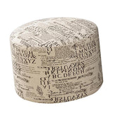 Maxbell Round Linen Fabric Footstool Cover Wooden Stool Slipcover Word 28x18cm