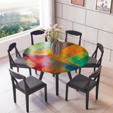 Maxbell 2pcs Table Cover Decoration Elastic Edged Tablecloth 47inch Geometric Color