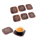 Maxbell 6 Piece Vintage Chinese Creative Solid Wood Teacup Coaster Set Mats and Holder for Drinks Handicraft 8.7x8.7x1cm - Aladdin Shoppers