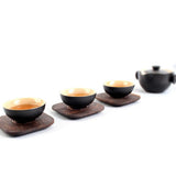 Maxbell 6 Piece Vintage Chinese Creative Solid Wood Teacup Coaster Set Mats and Holder for Drinks Handicraft 8.7x8.7x1cm - Aladdin Shoppers