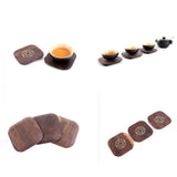 Maxbell 6 Piece Vintage Chinese Creative Solid Wood Teacup Coaster Set Mats and Holder for Drinks Handicraft 8.7x8.7x1cm - Aladdin Shoppers