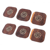 Maxbell 6 Piece Vintage Chinese Creative Solid Wood Teacup Coaster Set Mats and Holder for Drinks Handicraft 8.7x8.7x1cm - Aladdin Shoppers