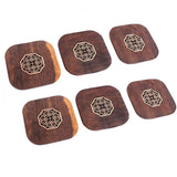 Maxbell 6 Piece Vintage Chinese Creative Solid Wood Teacup Coaster Set Mats and Holder for Drinks Handicraft 8.7x8.7x1cm - Aladdin Shoppers