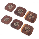 Maxbell 6 Piece Vintage Chinese Creative Solid Wood Teacup Coaster Set Mats and Holder for Drinks Handicraft 8.7x8.7x1cm - Aladdin Shoppers