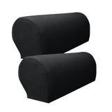 Set of 2 Waterproof Flannel Furniture Sofa Armrest Covers Black