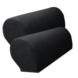 Set of 2 Waterproof Flannel Furniture Sofa Armrest Covers Black