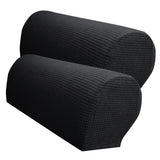 Set of 2 Waterproof Flannel Furniture Sofa Armrest Covers Black