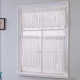 4Pcs Embroidered Lace Window Voile Sheer Curtain Valance Tiers 74x61cm White