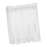 4Pcs Embroidered Lace Window Voile Sheer Curtain Valance Tiers 74x61cm White