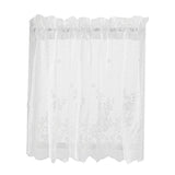 2pcs Embroidered Lace Window Voile Sheer Curtain Valance Tiers 74x61cm White