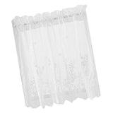 4Pcs Embroidered Lace Window Voile Sheer Curtain Valance Tiers 74x61cm White