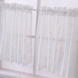 4Pcs Embroidered Lace Window Voile Sheer Curtain Valance Tiers 74x61cm White