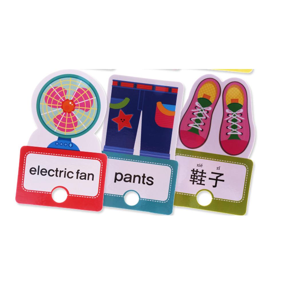 Maxbell Maxbell 30 Pieces Preschool Educational Flash Cards with Storage Ring Daily Supplies