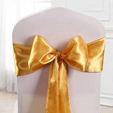 Satin Sashes Bows Chair Cover Bow Sash Wedding Events Supplies Gold