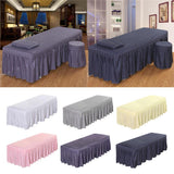 3xMassage Cosmetic Table Valance Sheet Cover with Hole White-190x80cm