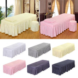3xMassage Cosmetic Table Valance Sheet Cover with Hole White-190x80cm