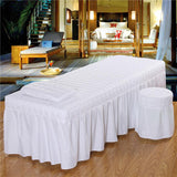 3xMassage Cosmetic Table Valance Sheet Cover with Hole White-190x80cm