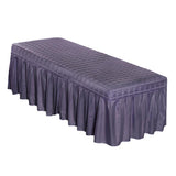 Maxbell 2pcs Massage Cosmetic Table Valance Sheet  Cover with Hole Purple 180x60cm