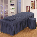 3xMassage Cosmetic Table Valance Sheet Cover with Hole Dark Blue-190x80cm